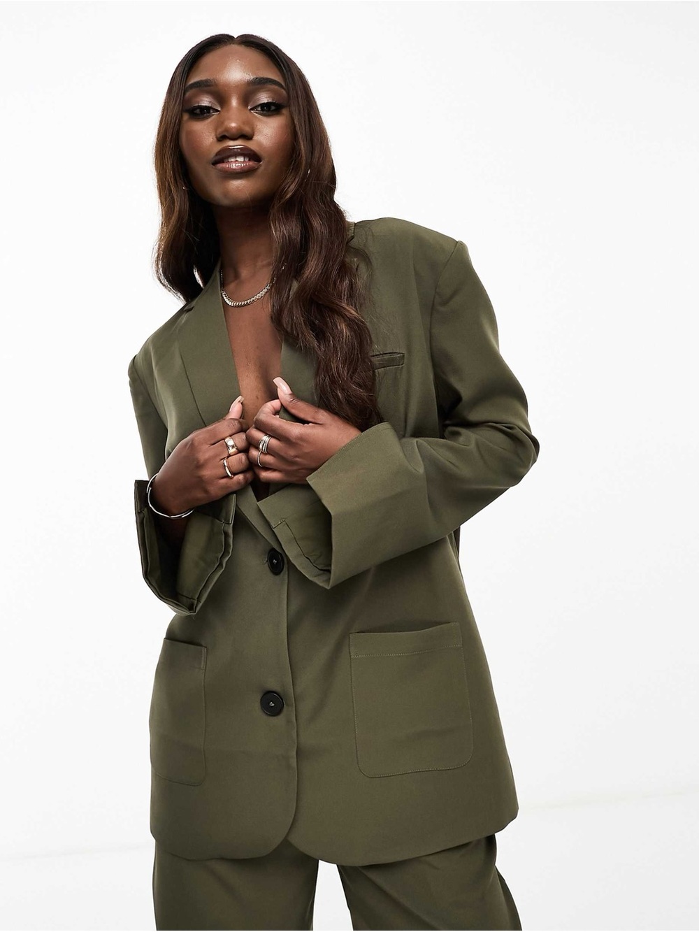 4th & Reckless oversized blazer in khaki Green- Size Small will fit M to L